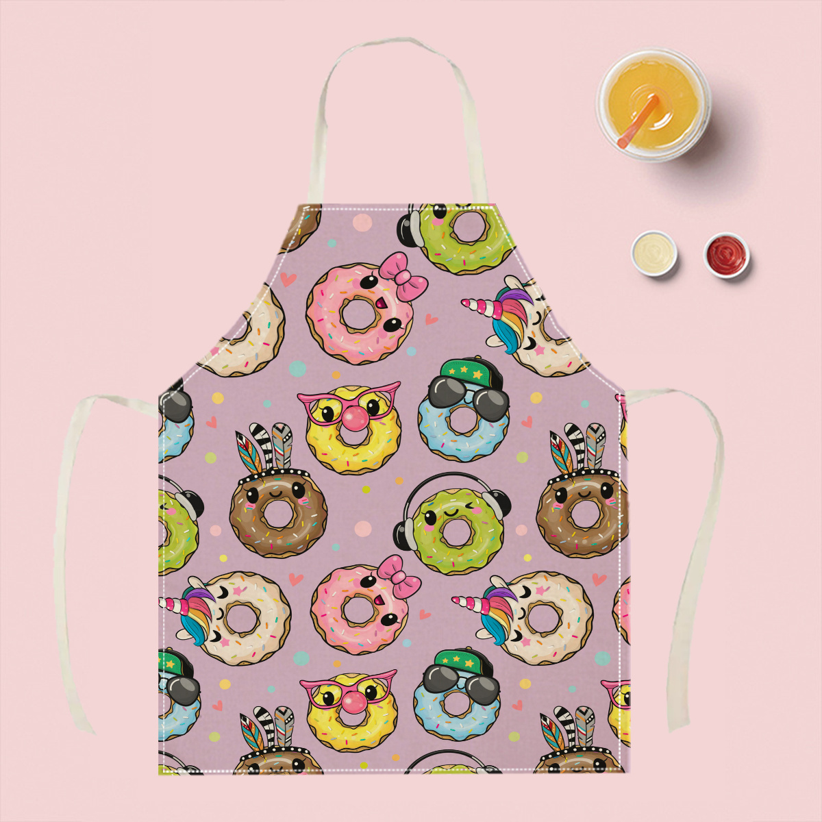 Kitchen Baking Gift Ideas - ผ้ากันเปื้อนลายการ์ตูนโดนัทน่ารัก 1 ชิ้น ผ้ากันเปื้อนทำครัว ทำขนม ทำอาหาร