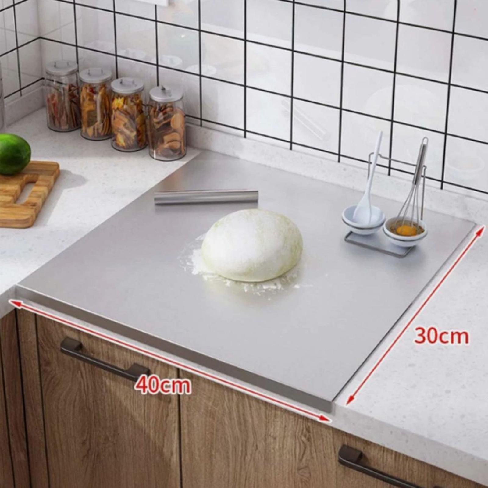 Kitchen Tools In Baking - เขียงสแตนเลสแบบไม่ติดกระทะสองด้าน สำหรับหั่นเนื้อ ผัก อุปกรณ์ครัวสำหรับทำอาหาร ชาร์คูเทอรี และเตรียมอาหาร