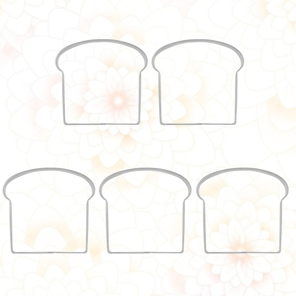 Kitchen Baking Cookies - แม่พิมพ์คุกกี้รูปขนมปังปิ้ง 5 ชิ้น สแตนเลส ที่ตัดคุกกี้ อุปกรณ์ทำขนม