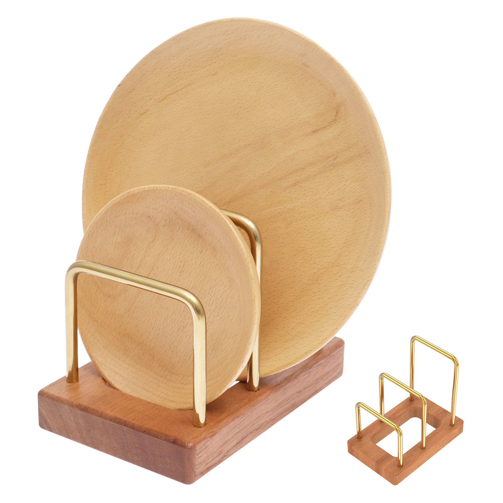 Kitchen Cabinet Baking Organizer - ที่วางฝาหม้อ ที่จัดเก็บเขียง ฐานไม้ ที่วางถาดอบ อุปกรณ์จัดเก็บสำหรับหั่นอาหาร อุปกรณ์เสริมสำหรับเคาน์เตอร์ครัวและตู้เก็บของ