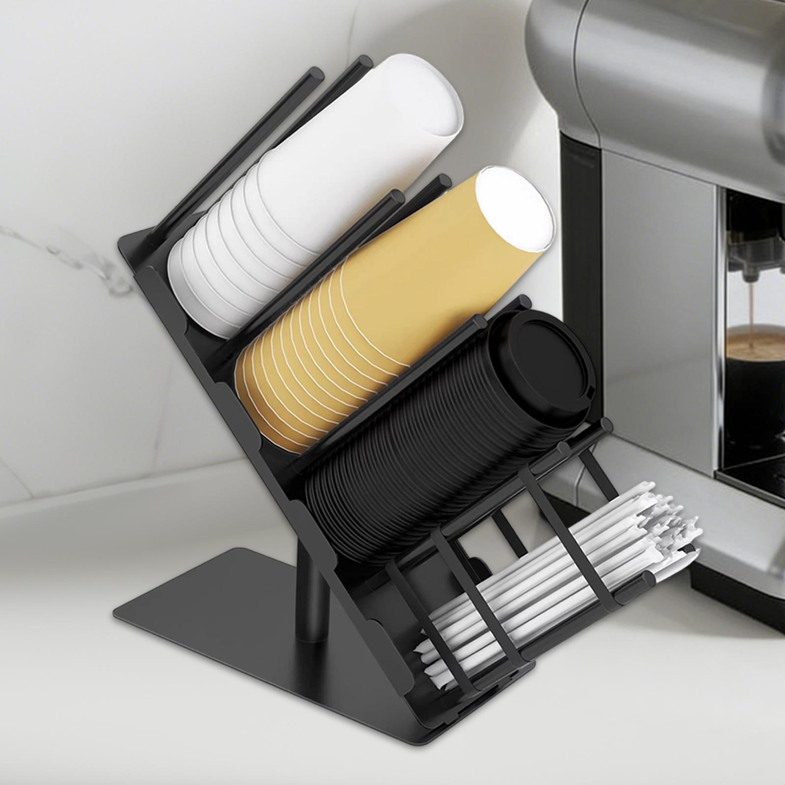 Kitchen Cabinet Baking Organizer - ที่วางแก้วกระดาษและฝาปิด ชั้นวางเก็บของ ตู้จ่ายแก้ว สำหรับห้องพักผ่อน บาร์ ห้องครัว