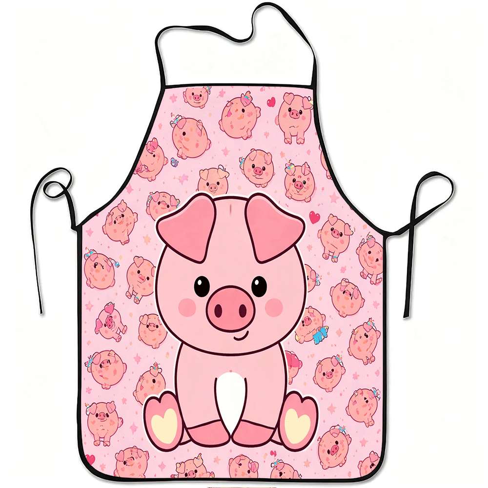 Kitchen Baking Gift Ideas - ผ้ากันเปื้อนลายสัตว์แสนสนุก 1 ชิ้น ผ้ากันเปื้อนลายหมูสีชมพูน่ารัก ดีไซน์ย้อนยุค สำหรับทุกเพศ