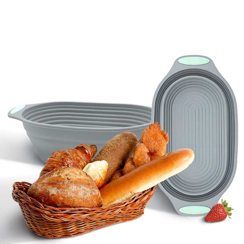 Kitchen Tools In Baking - ตะกร้าซิลิโคนพับได้ 1 ชิ้น สำหรับพักแป้งขนมปัง - ชามอบขนมปังซาวโดว์