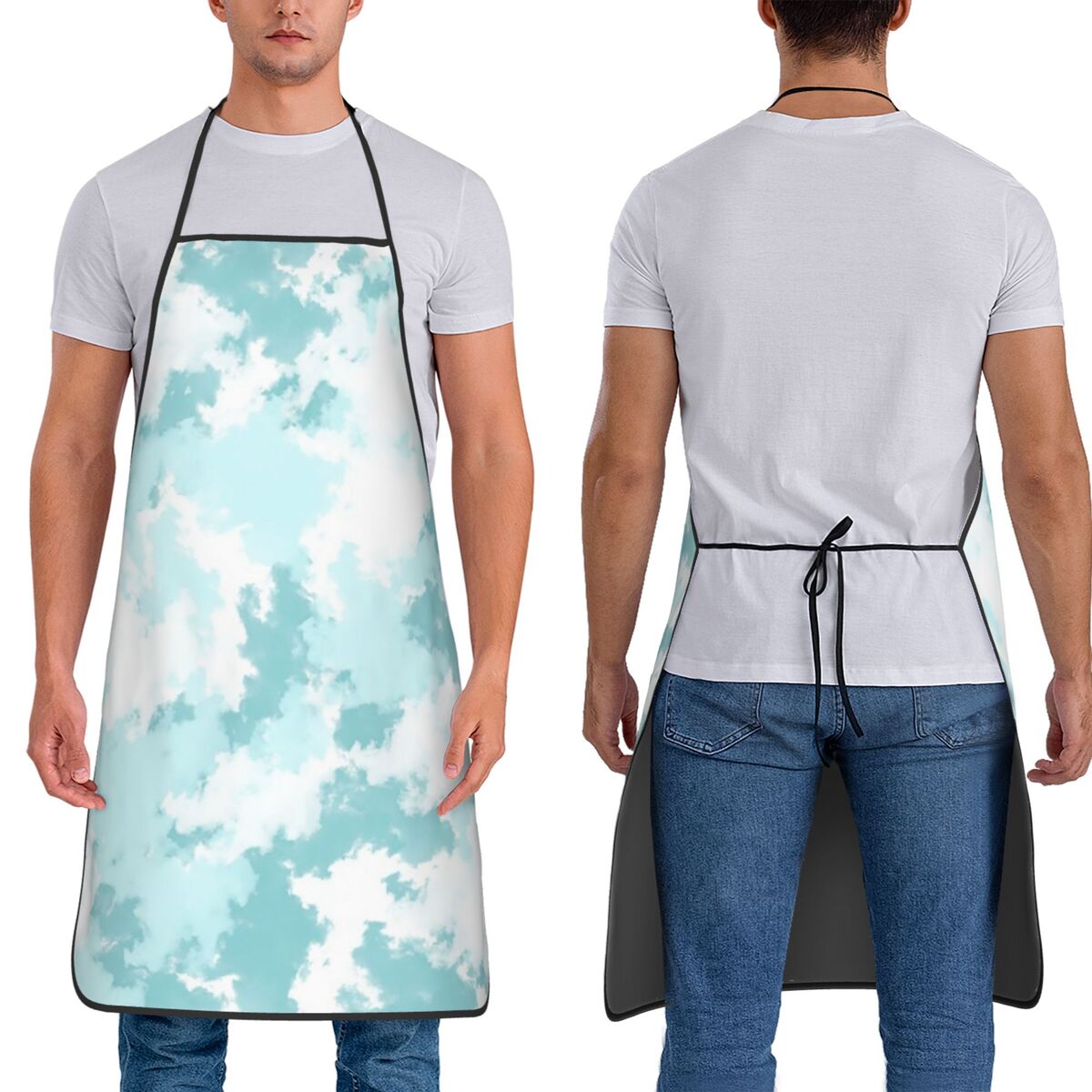 Kitchen Baking Background - ผ้ากันเปื้อนลายท้องฟ้าอ่อน สำหรับเชฟทำอาหาร อบขนม ผ้ากันเปื้อนแบบไม่มีแขน สำหรับทำความสะอาดครัว สำหรับผู้หญิง