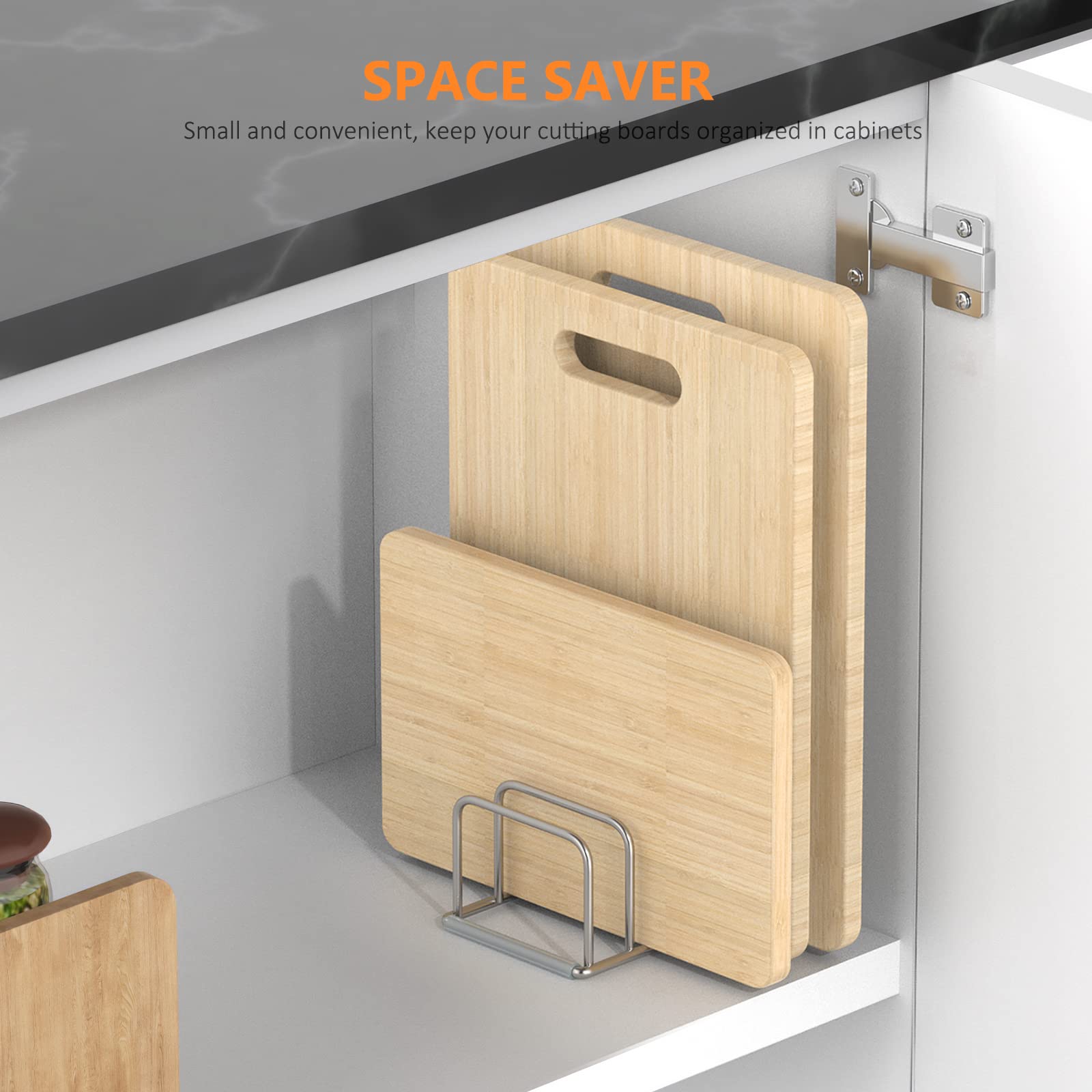 Kitchen Cabinet Baking Organizer - ที่จัดระเบียบตู้ครัว, ที่วางเครื่องครัวเหล็ก, ที่วางแบบแบ่งช่อง 5 ช่องสำหรับกระทะ, ถาดอบ