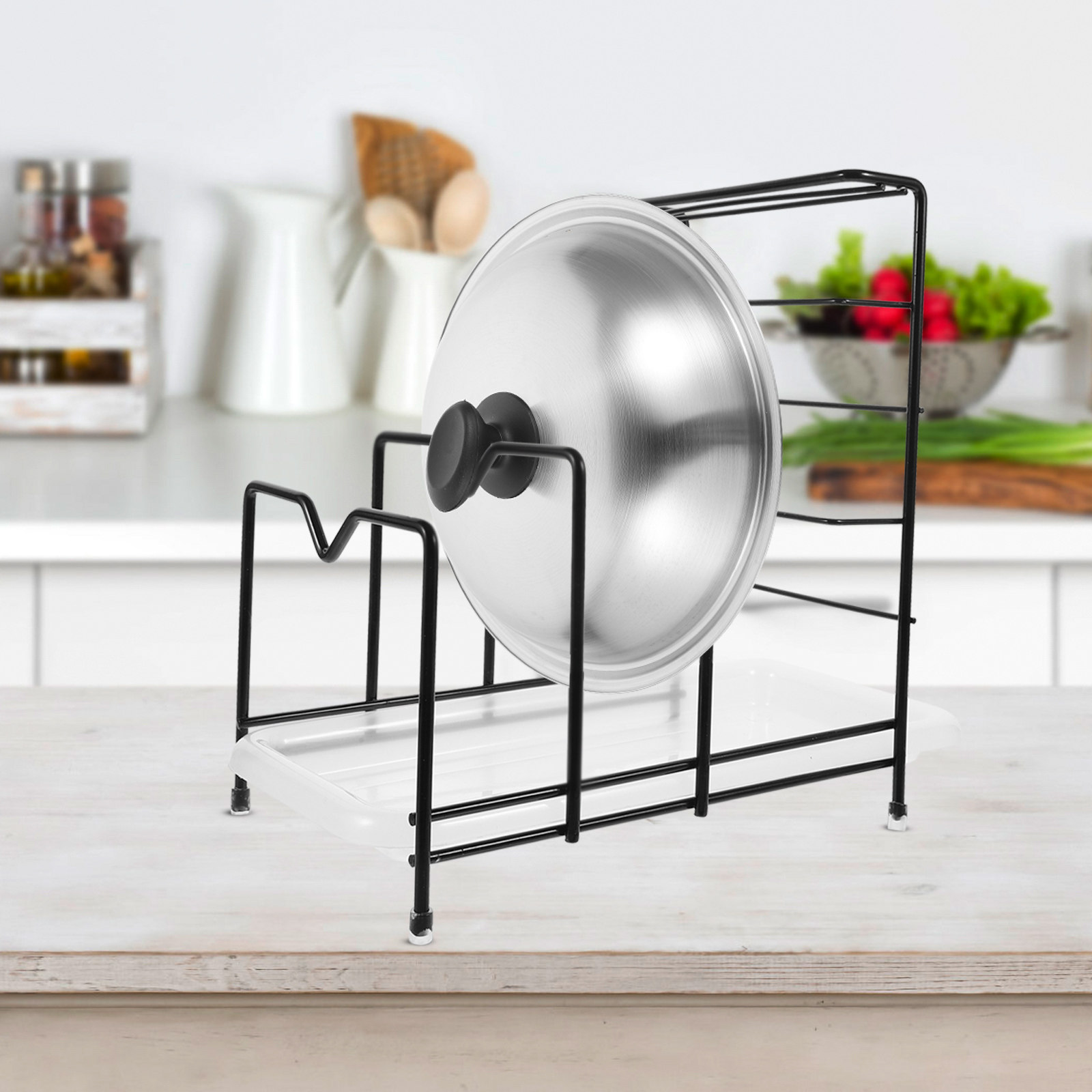 Kitchen Cabinet Baking Organizer - ที่จัดระเบียบฝาหม้อ ที่วางเขียง ที่วางถาดอบ ถาดรองน้ำหยดแบบถอดได้ สำหรับตู้ครัว