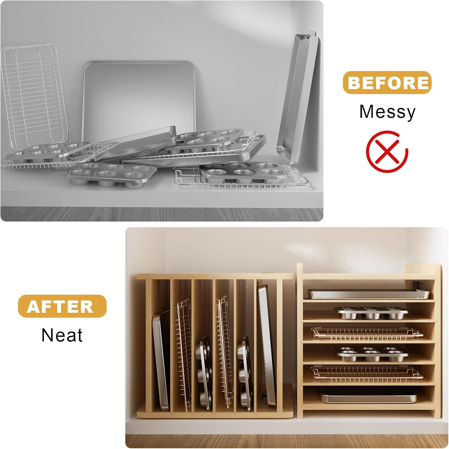 ถาดแบ่งช่องสำหรับอุปกรณ์อบขนมท - Kitchen Cabinet Baking Organizer บทวิจารณ์และราคา