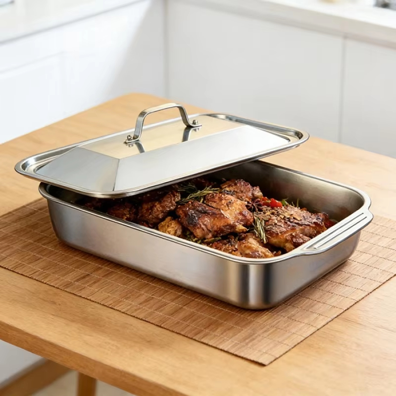ถาดอบสแตนเลสทรงลึกพร้อมฝาปิด ถ - Kitchen Baking Products บทวิจารณ์และราคา