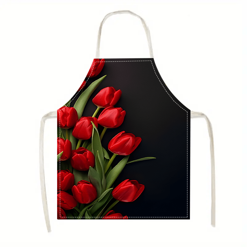 ผ้ากันเปื้อนลายดอกทิวลิปสีแดง  - Kitchen Baking Background บทวิจารณ์และราคา