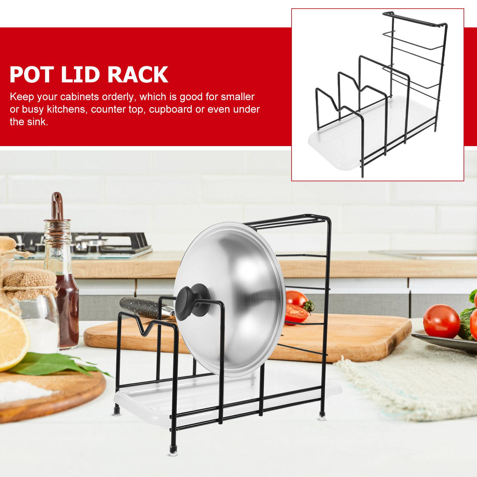 ที่จัดระเบียบฝาหม้อ ที่วางเขีย - Kitchen Cabinet Baking Organizer บทวิจารณ์และราคา