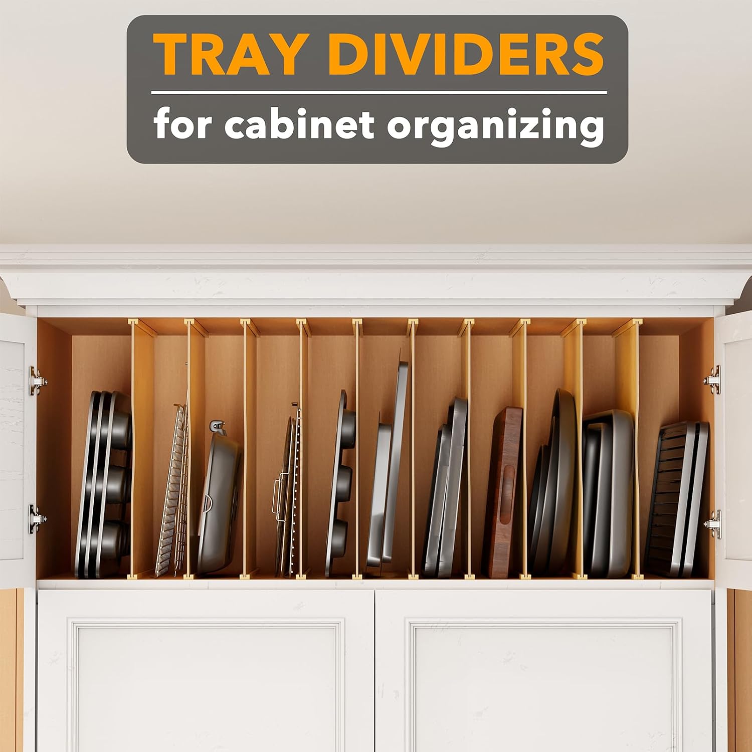 ชุด 10 ชิ้น แผ่นแบ่งถาดไม้ไผ่ส - Kitchen Cabinet Baking Organizer บทวิจารณ์และราคา